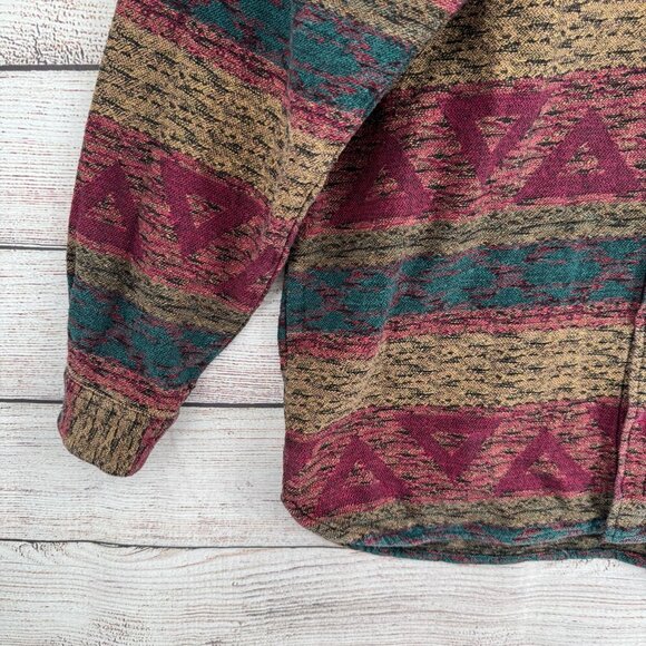 The Territory Ahead Southwest Knit Flannel Shirt Mens Size Large Beige/Green/Red - Picture 5 of 12